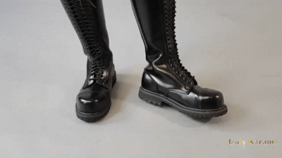 10735 - Ballbusting by an arrogant feminist woman - hard kicks in your balls with boots!
