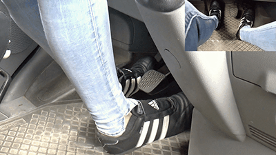 1130 - Pedal pumping and driving with Adidas sneakers