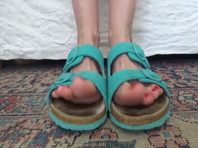 26667 - Toe fetish - wiggling my toes in turquoise slippers Part 4