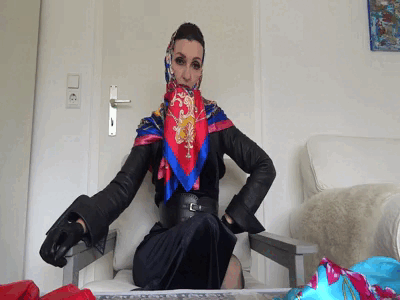30609 - Scarf Queen: Cum on my satin scarf and lick it clean!